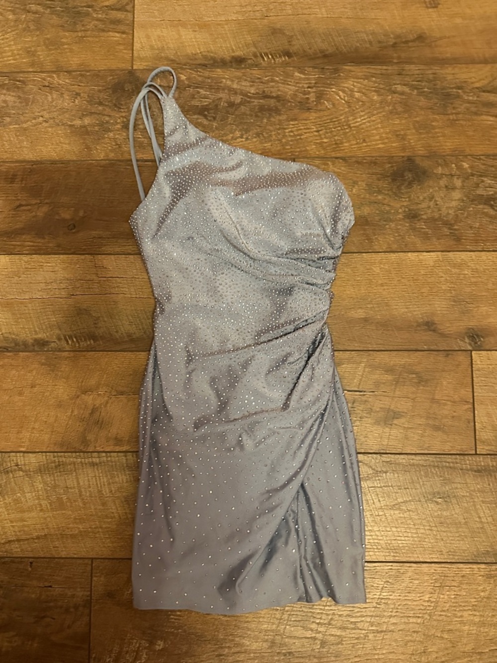 Sherri Hill One-Shoulder Grey Homecoming Dress, Like New Condition.
